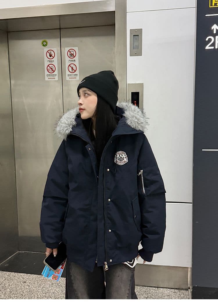 실사 면 의류 여성 면 옷 2025 년 겨울 새로운 ins 큰 모피 칼라 한국 스타일 트렌디 목화 진딧물 재킷 트렌디 상세 이미지 26