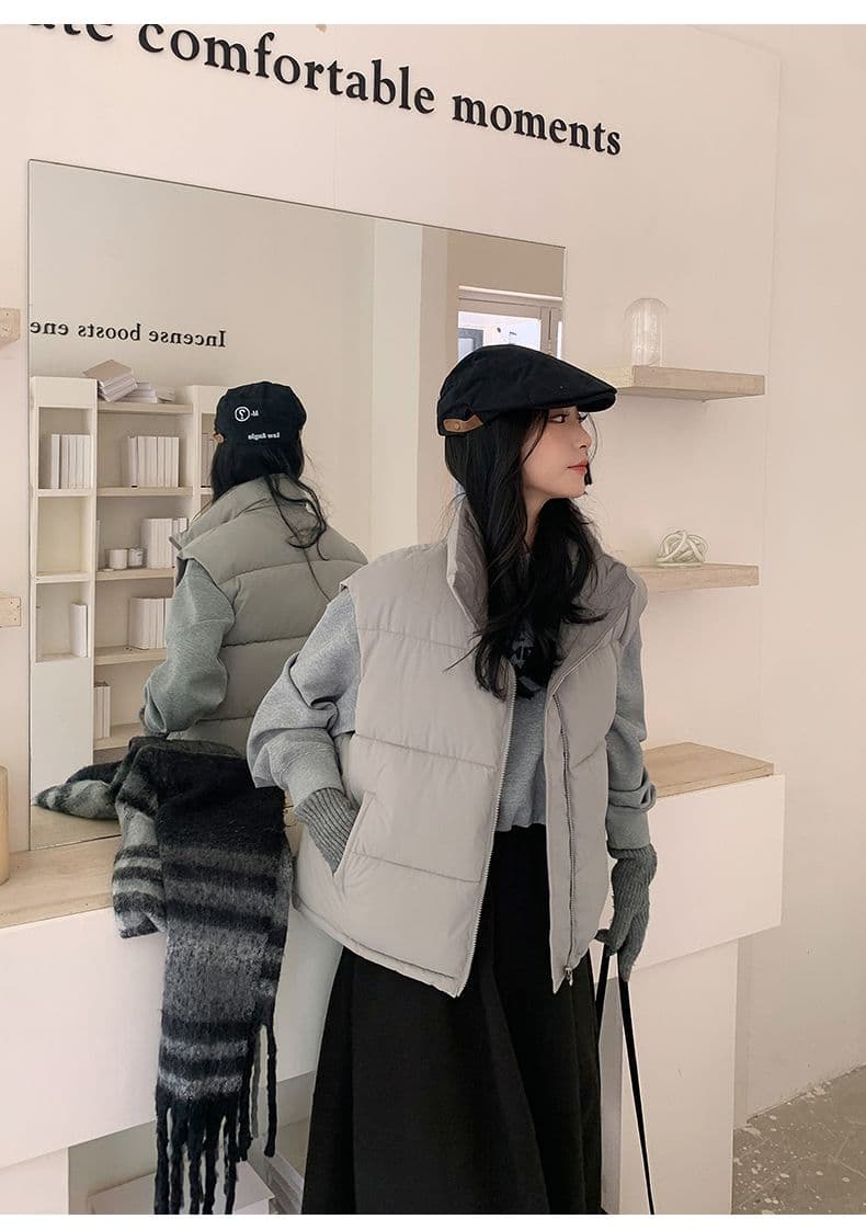 실사 양면 착용 조끼 여자 2025 년 가을 겨울 새로운 한국 스타일 루즈핏 어깨 조끼 자켓 상세 이미지 31