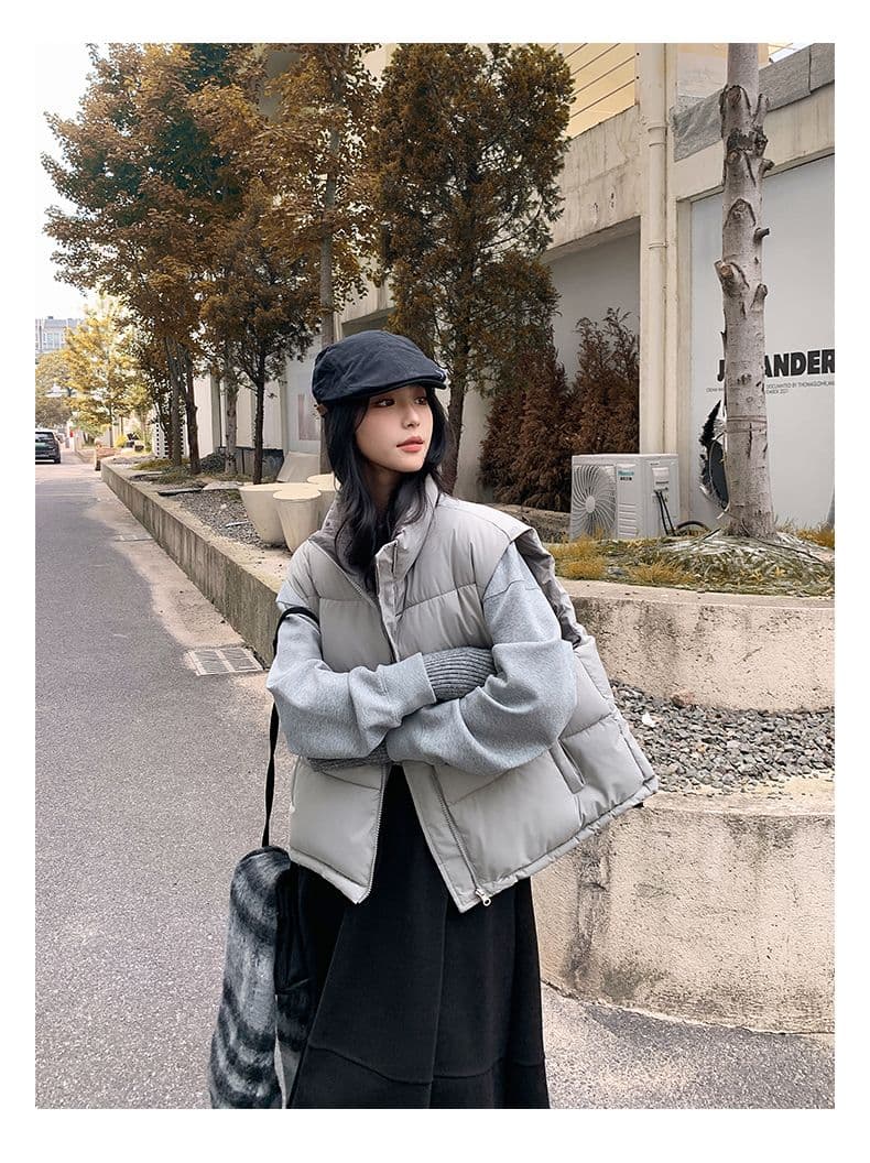 실사 양면 착용 조끼 여자 2025 년 가을 겨울 새로운 한국 스타일 루즈핏 어깨 조끼 자켓 상세 이미지 32