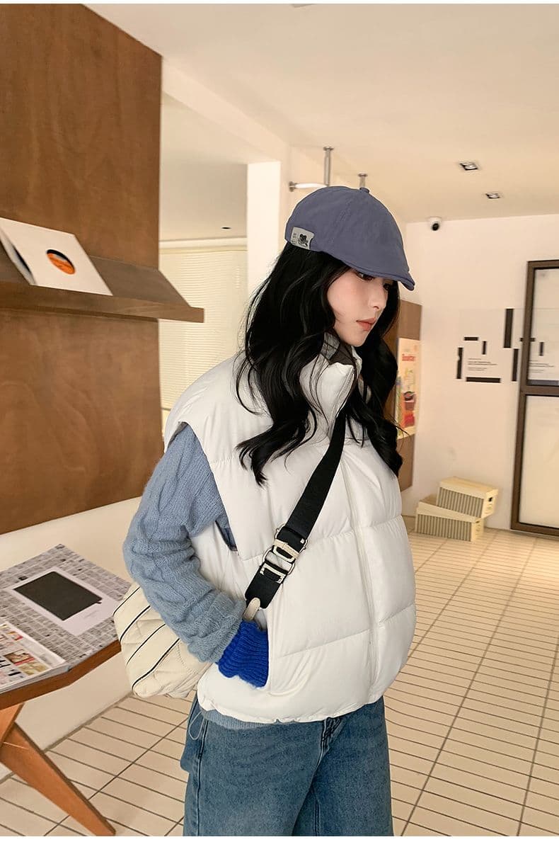 실사 양면 착용 조끼 여자 2025 년 가을 겨울 새로운 한국 스타일 루즈핏 어깨 조끼 자켓 상세 이미지 36