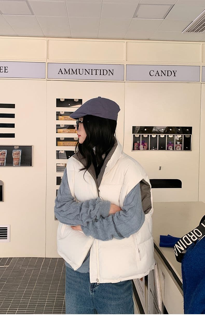 실사 양면 착용 조끼 여자 2025 년 가을 겨울 새로운 한국 스타일 루즈핏 어깨 조끼 자켓 상세 이미지 41