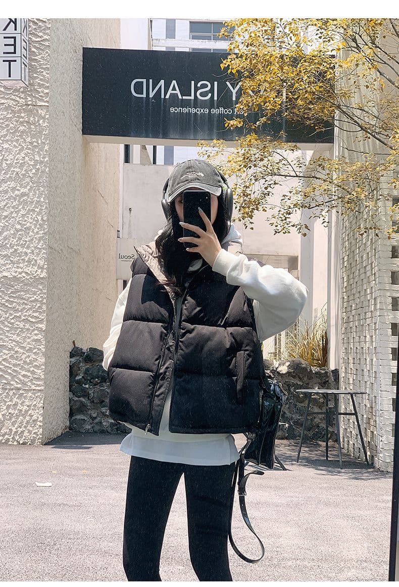 실사 양면 착용 조끼 여자 2025 년 가을 겨울 새로운 한국 스타일 루즈핏 어깨 조끼 자켓 상세 이미지 60