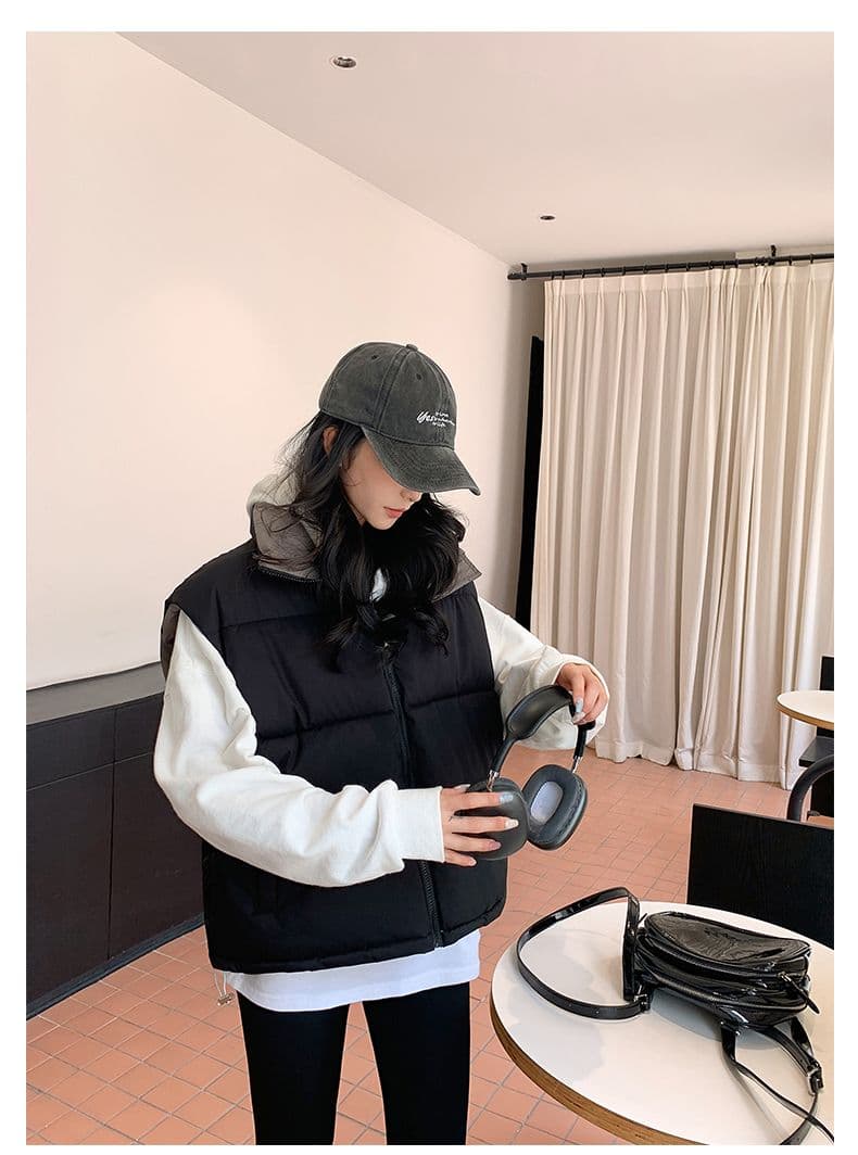 실사 양면 착용 조끼 여자 2025 년 가을 겨울 새로운 한국 스타일 루즈핏 어깨 조끼 자켓 상세 이미지 65