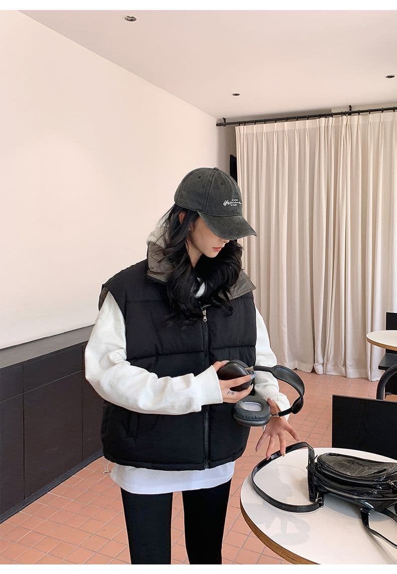 실사 양면 착용 조끼 여자 2025 년 가을 겨울 새로운 한국 스타일 루즈핏 어깨 조끼 자켓 상세 이미지 72