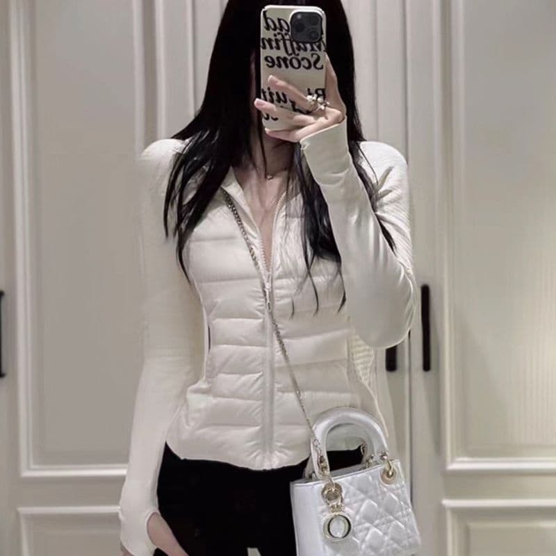 2025 가을과 겨울 얇고 가벼운 면 의류 여성 내피 요가 스탠드 칼라 가을 에디션 몸매 가꾸기 패션 보온 패치워크 두꺼움 여성 코트 이미지 4