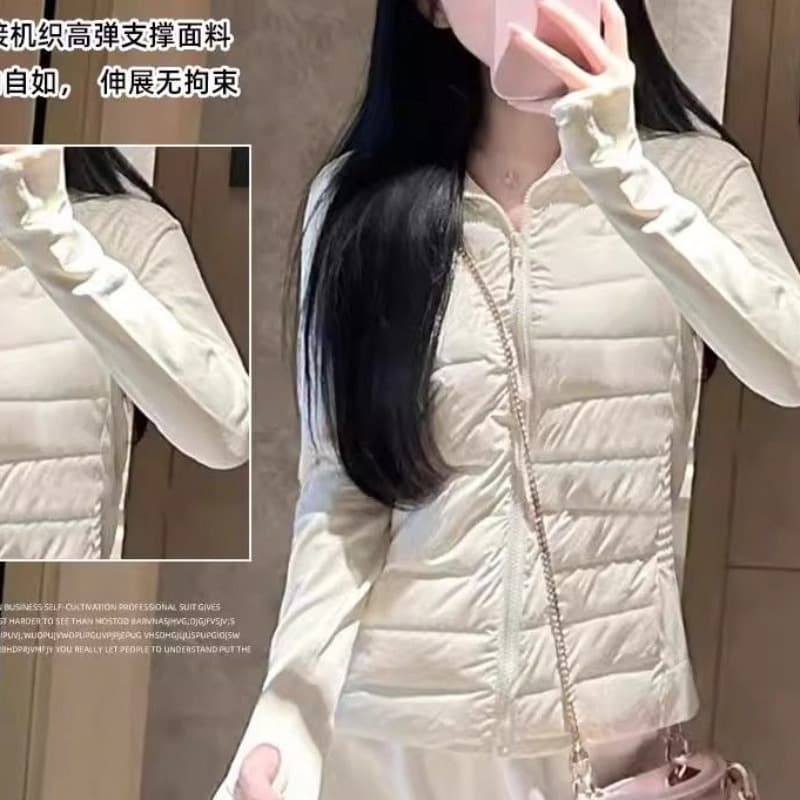 2025 가을과 겨울 얇고 가벼운 면 의류 여성 내피 요가 스탠드 칼라 가을 에디션 몸매 가꾸기 패션 보온 패치워크 두꺼움 여성 코트 이미지 5