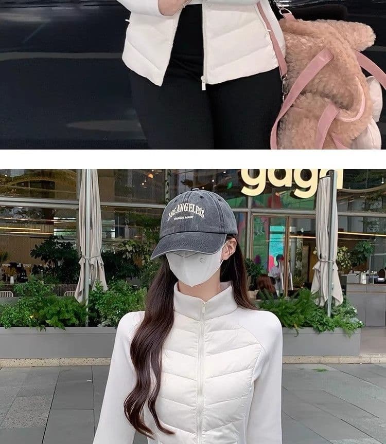 2025 가을과 겨울 얇고 가벼운 면 의류 여성 내피 요가 스탠드 칼라 가을 에디션 몸매 가꾸기 패션 보온 패치워크 두꺼움 여성 코트 상세 이미지 3