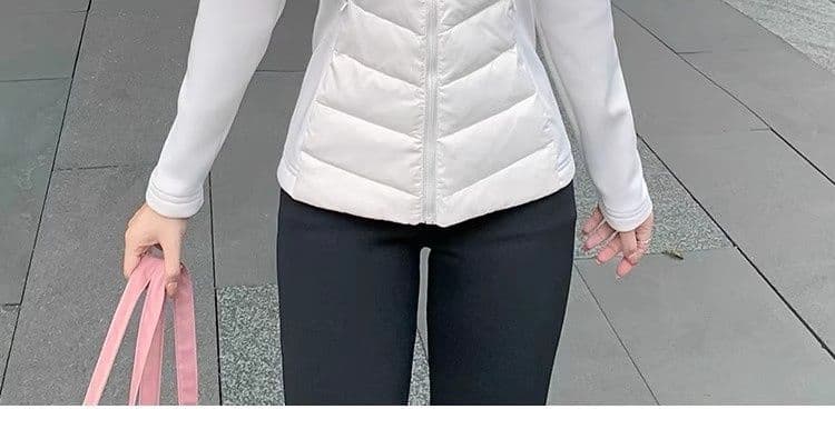 2025 가을과 겨울 얇고 가벼운 면 의류 여성 내피 요가 스탠드 칼라 가을 에디션 몸매 가꾸기 패션 보온 패치워크 두꺼움 여성 코트 상세 이미지 4