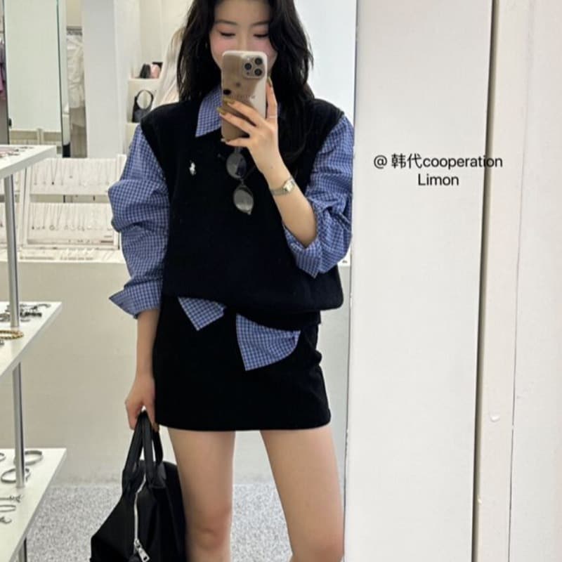 크리스마스 레드 신년 빨간색 작은 말 자수 한 부서 착용 가져 가라. chic Chic 스택 착용 베스트 학원 스타일 맨위 이미지 5