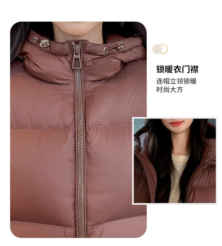 고급 디자인 센스 2025 년 겨울 새로운 한국 스타일 미니멀리즘 캐주얼 패션 쇼트 스타일 후드 면 의류 보온 재킷 상세 이미지 6