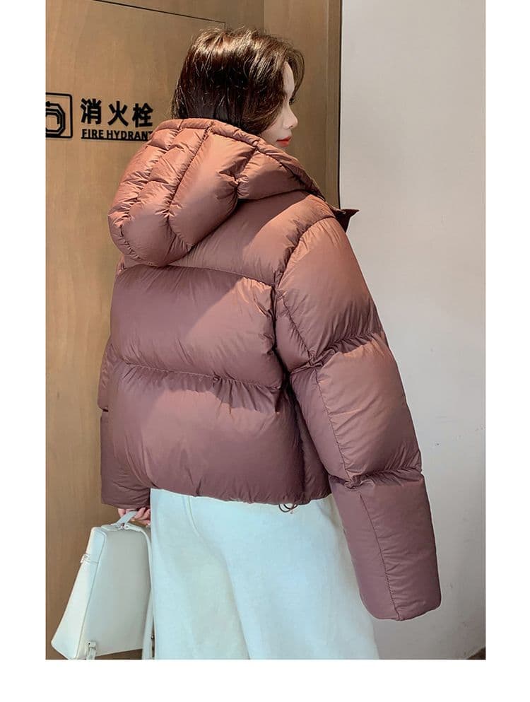 고급 디자인 센스 2025 년 겨울 새로운 한국 스타일 미니멀리즘 캐주얼 패션 쇼트 스타일 후드 면 의류 보온 재킷 상세 이미지 18