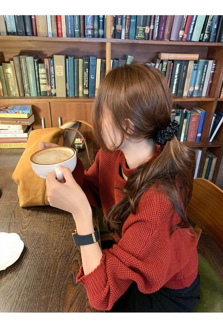 한 부서 빨간색 홀로우 아웃 행침 목 니트 스웨터 여성 겨울 신년 크리스마스 착용 가져 가라. 보온 스웨터 맨위 상세 이미지 10