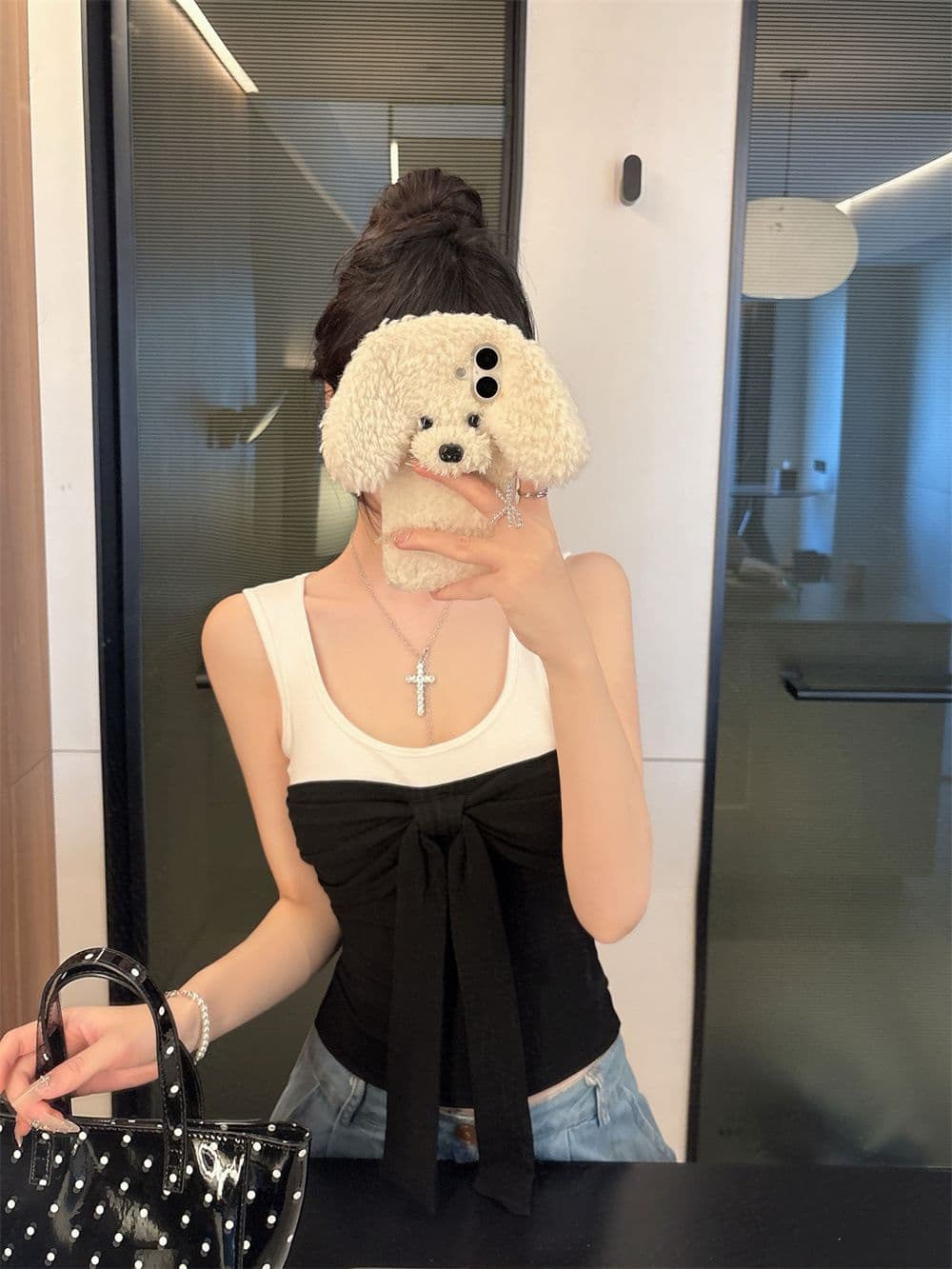 나만의 것을 가져와 라. 가슴 패드 순수한 욕망 핫걸 배색 나비 매듭 스트랩 캐미솔 봄 여름 새로운 몸매 가꾸기 상세 이미지 22