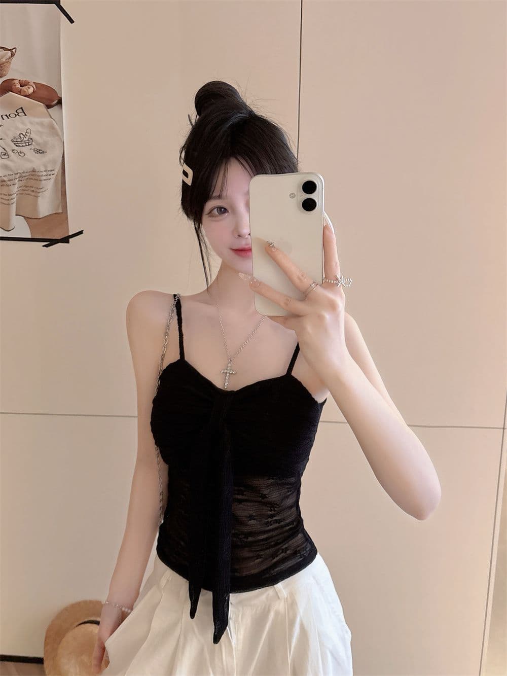 나만의 것을 가져와 라. 가슴 패드 나비 매듭 순수한 욕망 레이스 캐미솔 26 여름 외출용 고급 센스 인사이드 가져 가라. 상세 이미지 10