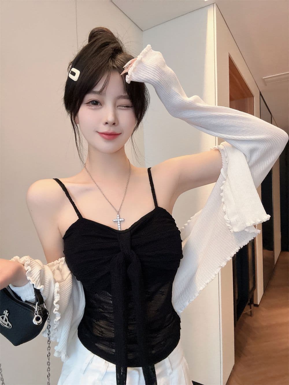 나만의 것을 가져와 라. 가슴 패드 나비 매듭 순수한 욕망 레이스 캐미솔 26 여름 외출용 고급 센스 인사이드 가져 가라. 상세 이미지 11