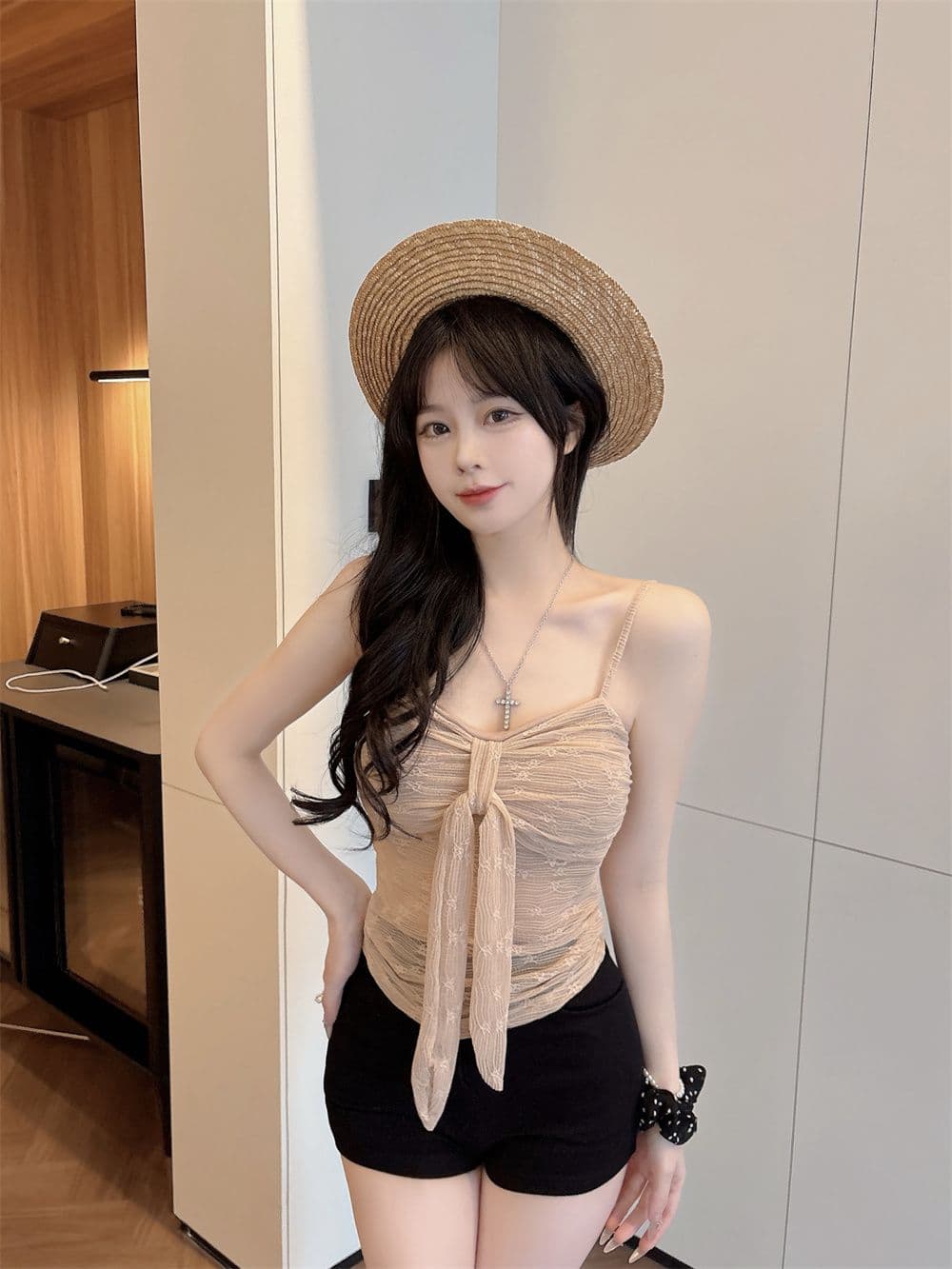 나만의 것을 가져와 라. 가슴 패드 나비 매듭 순수한 욕망 레이스 캐미솔 26 여름 외출용 고급 센스 인사이드 가져 가라. 상세 이미지 23