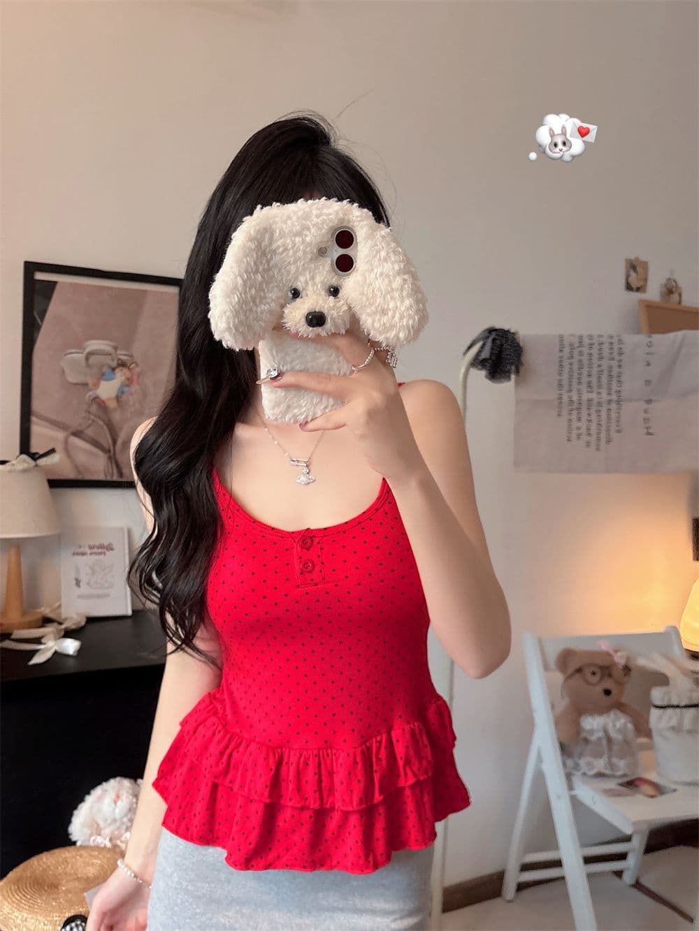 나만의 것을 가져와 라. 가슴 패드 순수한 욕망 바람 핫걸 도트 무늬 작은 슬링 조끼 여성 봄 여름 프릴 몸매 가꾸기 인사이드 가져 가라. 아름다움 뒤로 상세 이미지 12