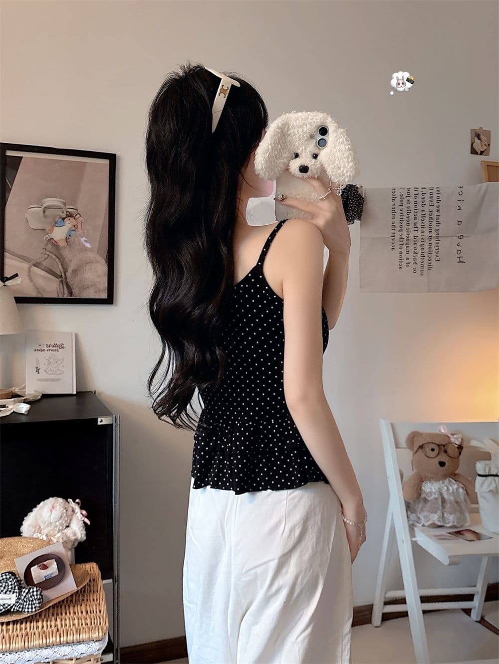 나만의 것을 가져와 라. 가슴 패드 순수한 욕망 바람 핫걸 도트 무늬 작은 슬링 조끼 여성 봄 여름 프릴 몸매 가꾸기 인사이드 가져 가라. 아름다움 뒤로 상세 이미지 25