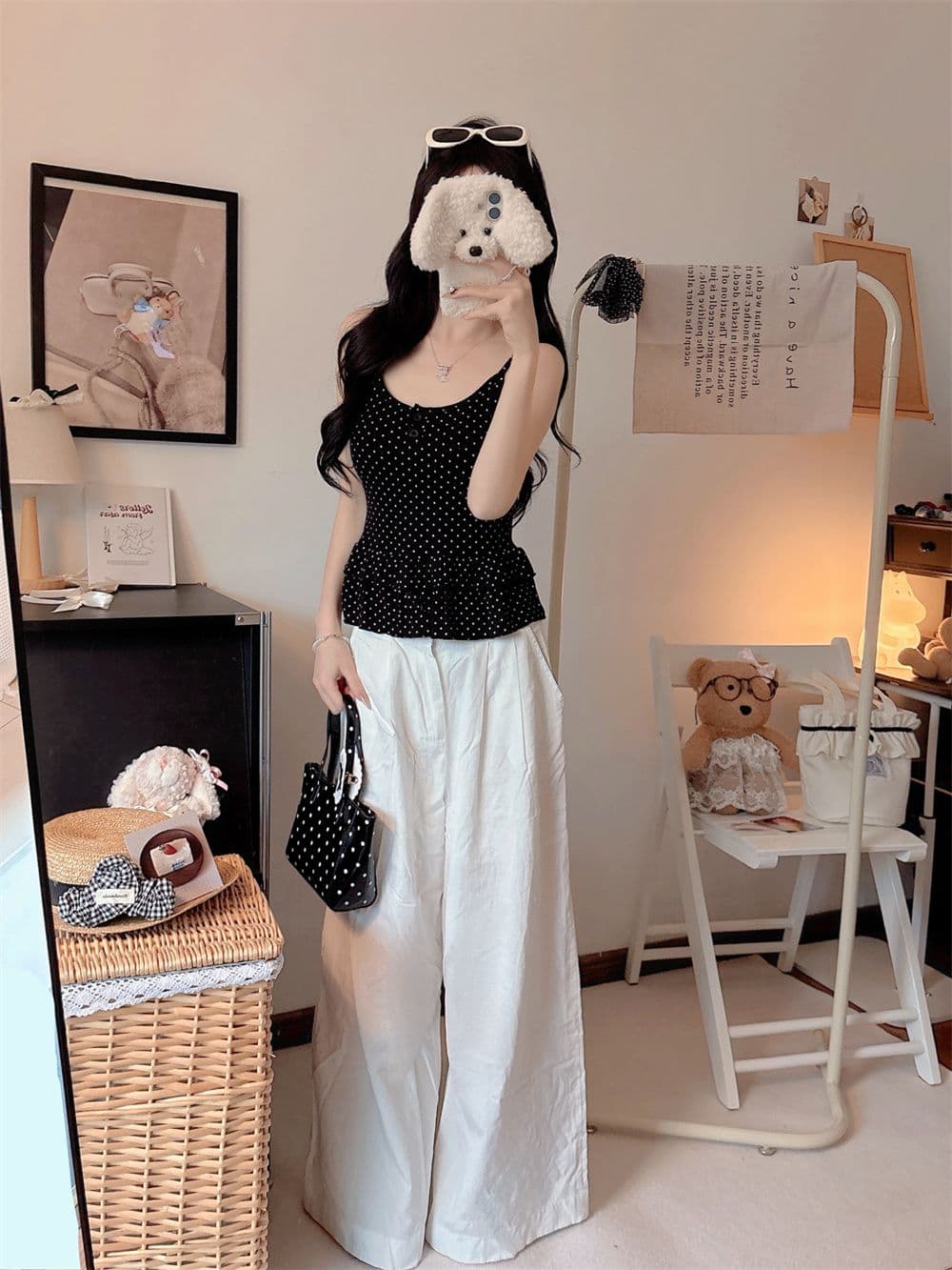 나만의 것을 가져와 라. 가슴 패드 순수한 욕망 바람 핫걸 도트 무늬 작은 슬링 조끼 여성 봄 여름 프릴 몸매 가꾸기 인사이드 가져 가라. 아름다움 뒤로 상세 이미지 26