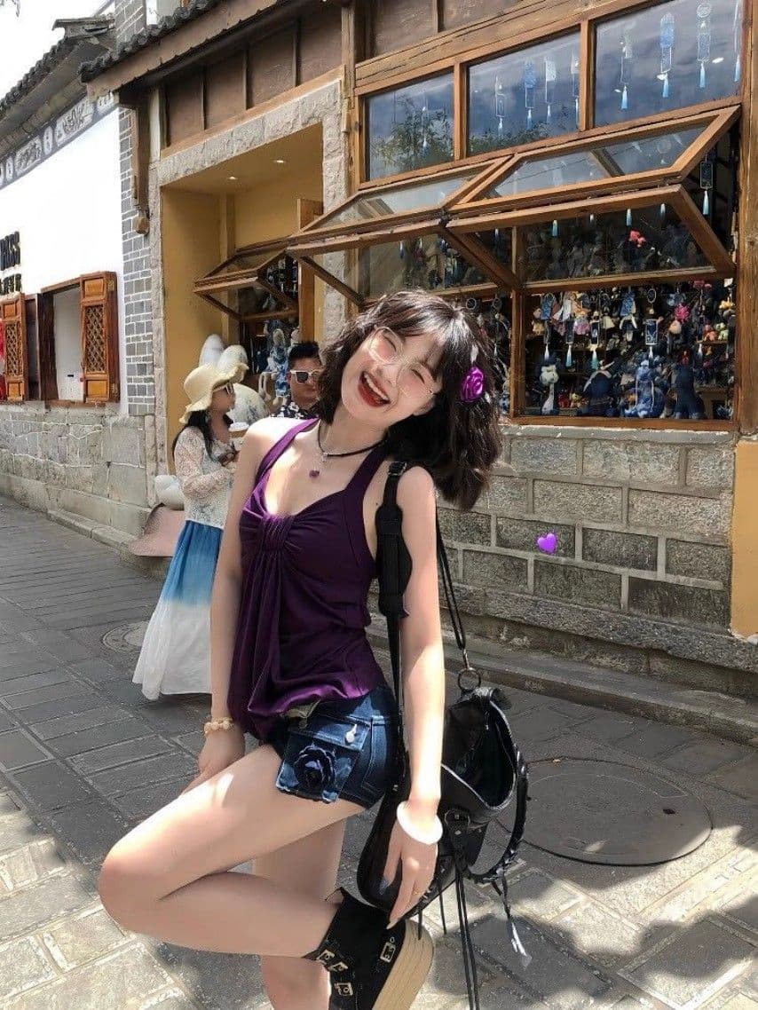 아메리칸 순수한 욕망 섹시함 V넥 비틀림 캐미솔 여름 허리 수축 슬림해 보이는 외출용 다용도 민소매 핫걸 맨위 상세 이미지 3