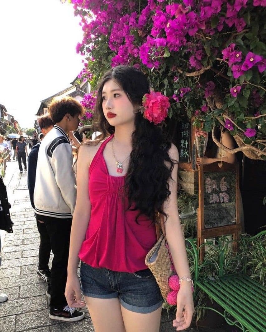 아메리칸 순수한 욕망 섹시함 V넥 비틀림 캐미솔 여름 허리 수축 슬림해 보이는 외출용 다용도 민소매 핫걸 맨위 상세 이미지 11
