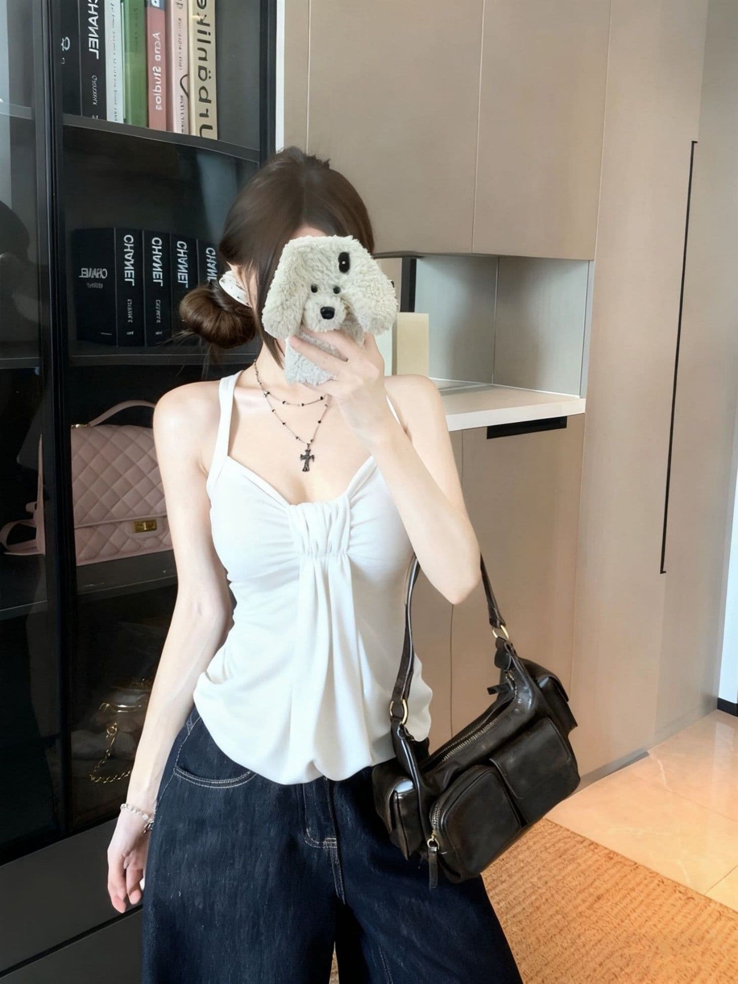 아메리칸 순수한 욕망 섹시함 V넥 비틀림 캐미솔 여름 허리 수축 슬림해 보이는 외출용 다용도 민소매 핫걸 맨위 상세 이미지 19