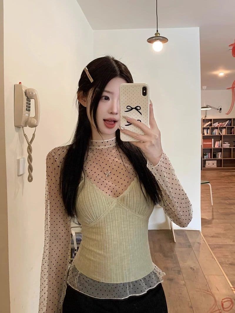 섹시함 레이스 작은 슬링 조끼 여름 여성 슬림해 보이는 외출용 민소매 아름다움 뒤로 핫걸 만나는 맨위 상세 이미지 17