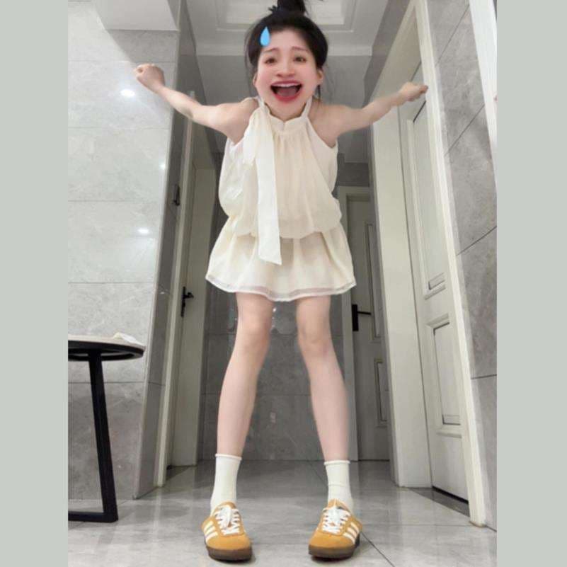 원본 솜씨 원본 원단 네리 프랑스식 화이트 민소매 행침 목 슬립 드레스 아이들 여름 상세 이미지 1