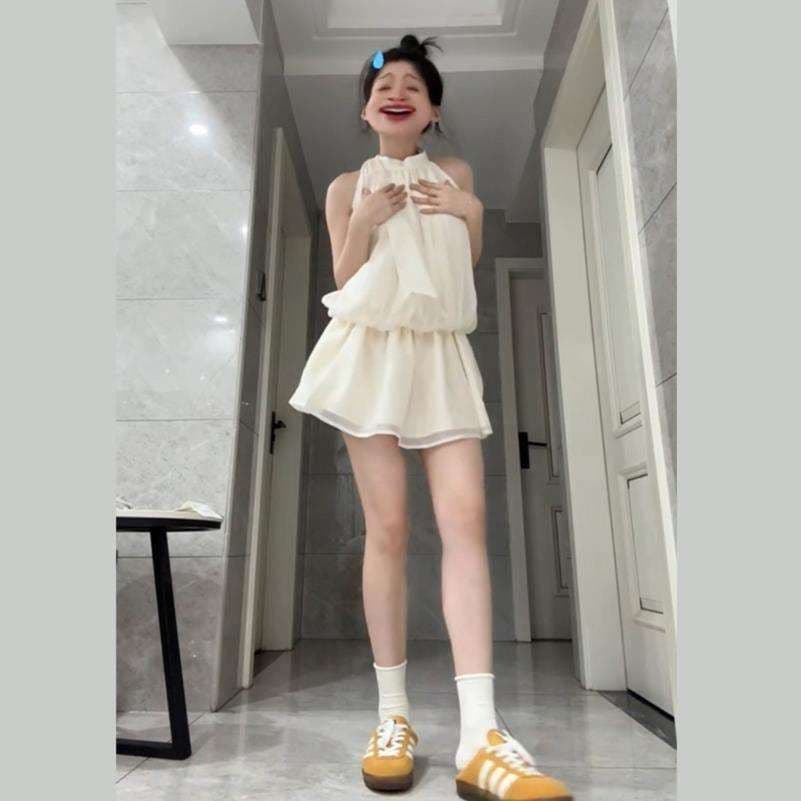 원본 솜씨 원본 원단 네리 프랑스식 화이트 민소매 행침 목 슬립 드레스 아이들 여름 상세 이미지 2