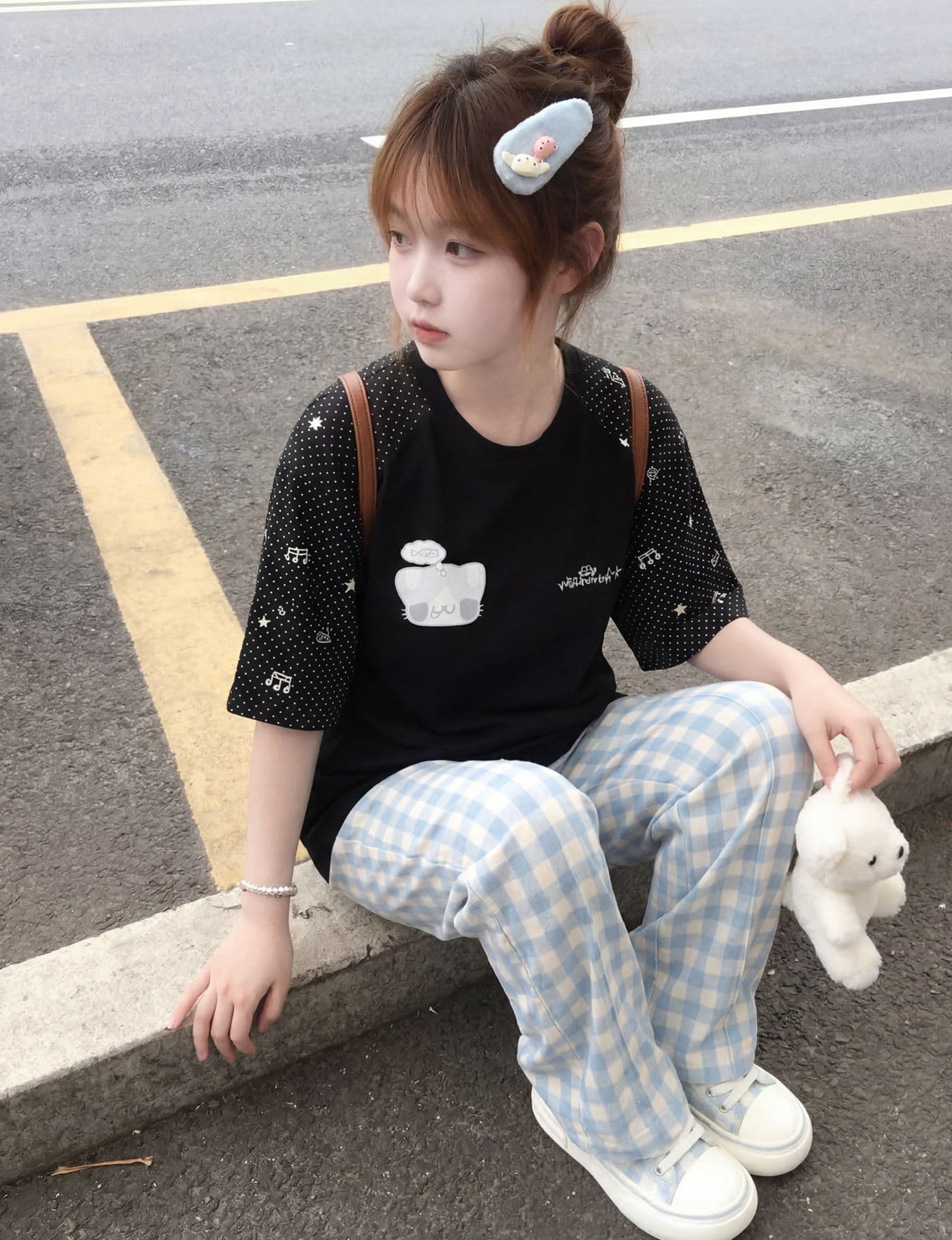 자수 원본 마술 막대기 19 지점 220 그램 순면 반팔 티셔츠 여성 상세 이미지 8