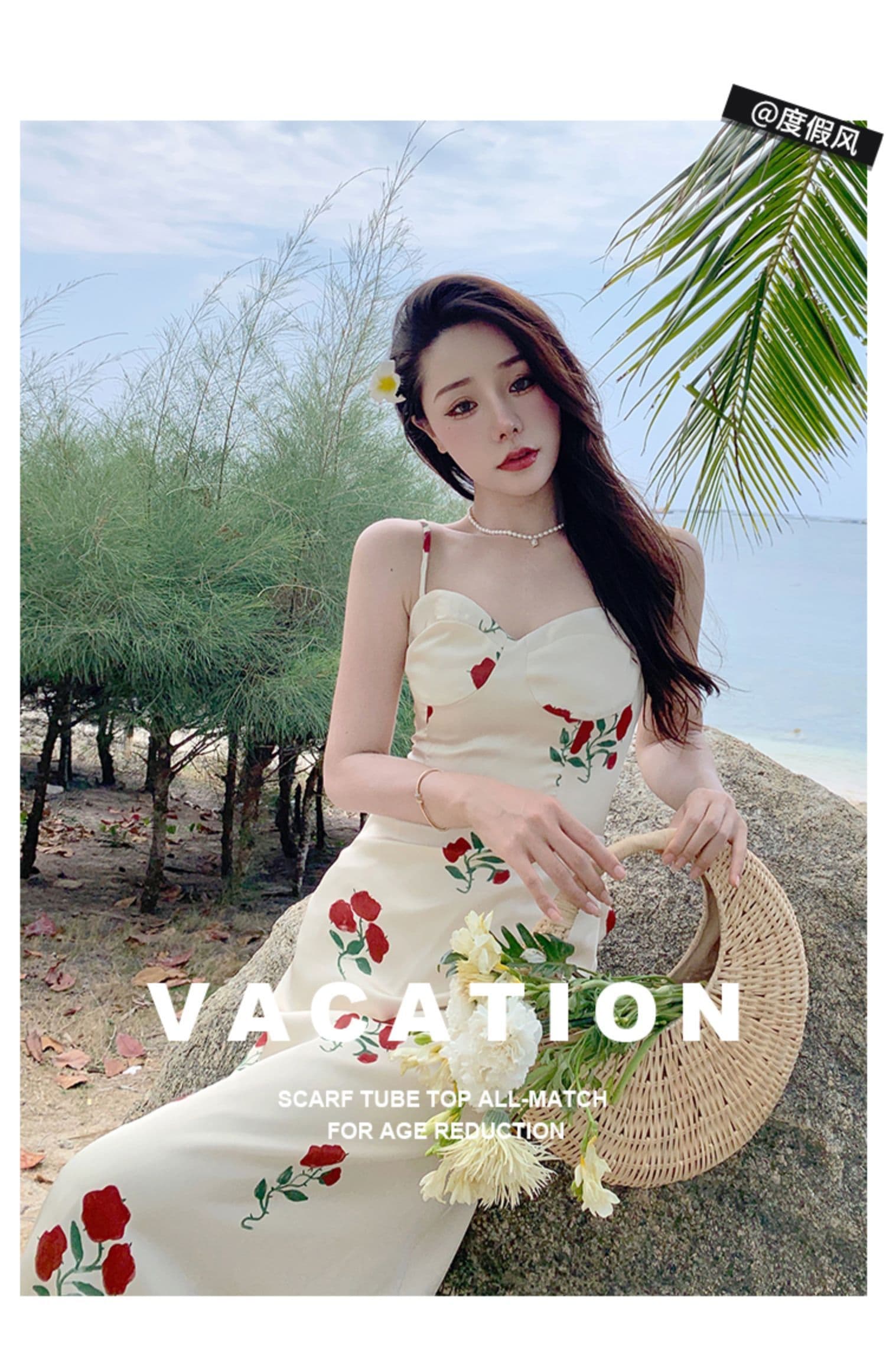 프랑스식 꽃무늬 슬립 드레스 고급 센스 새틴 드레스 롱 스커트 여성 여름 레트로 장미 품격 치마 상세 이미지 4