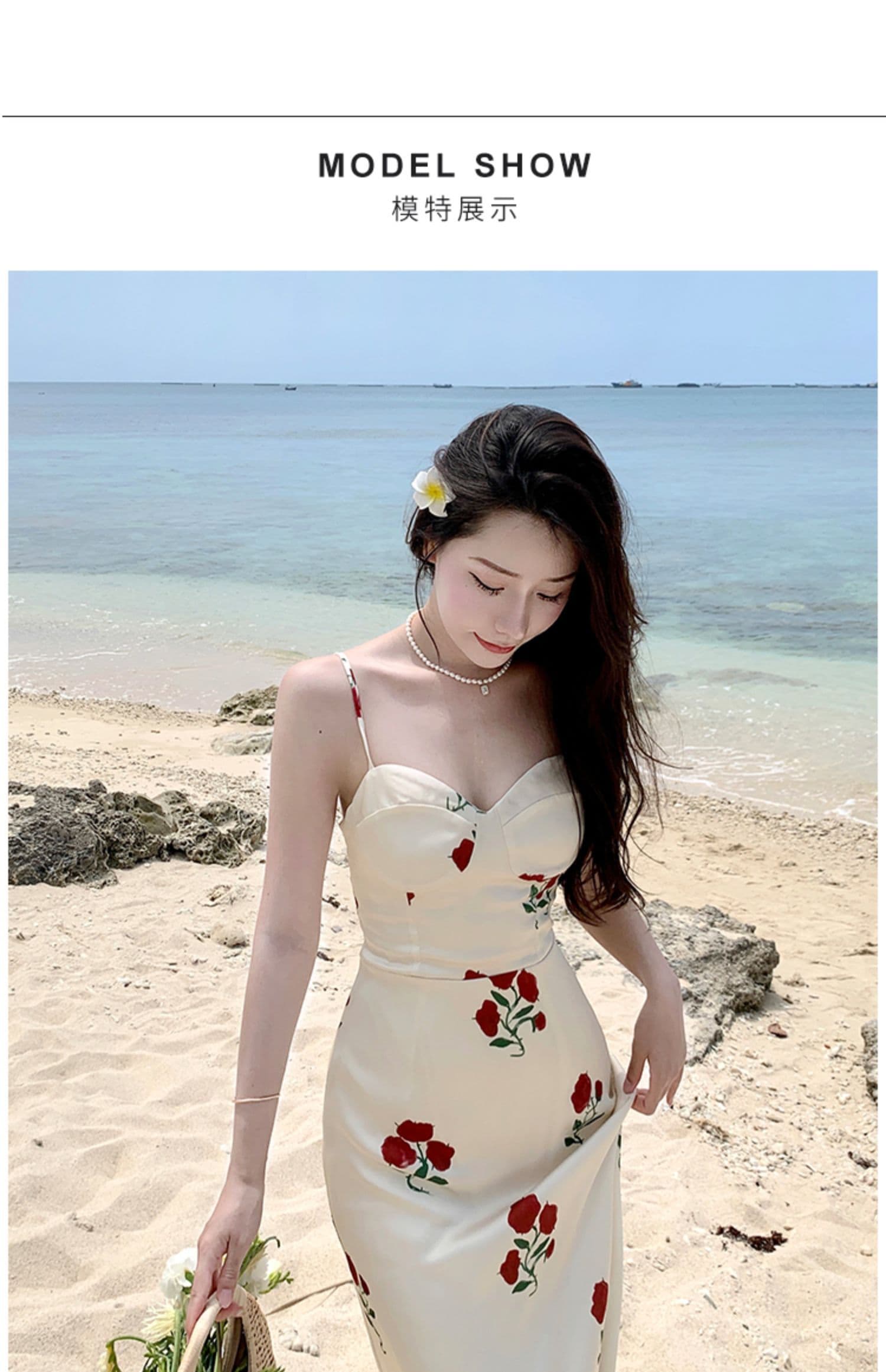 프랑스식 꽃무늬 슬립 드레스 고급 센스 새틴 드레스 롱 스커트 여성 여름 레트로 장미 품격 치마 상세 이미지 5