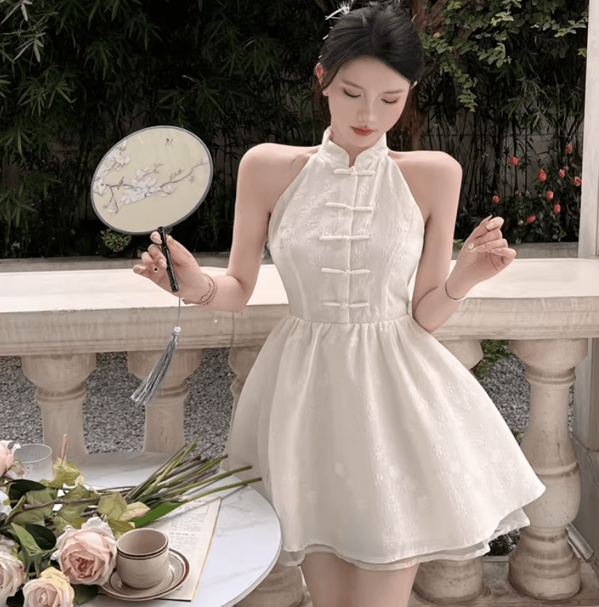 슈퍼 요정 순수한 욕망 중식 행침 목 프릴 허리 수축 미니 스커트 디자인 센스 작은 대중 프랑스식 고급 센스 외국 가스 드레스 이미지 4