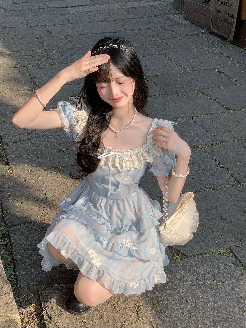 프랑스식 광장 칼라 거품 소매 여성 드레스 부드러운 달콤함 허리 수축 슬림해 보이는 짧은 치마 2026 여름 새로운 여성 의류 상세 이미지 5