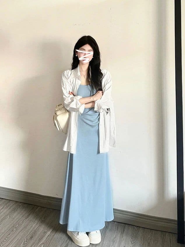 2026 새로운 달콤한 매운맛 여성 드레스 여름 프랑스식 슬립 롱 스커트 도루 센스 몸매 가꾸기 품격 휴가 치마 상세 이미지 6