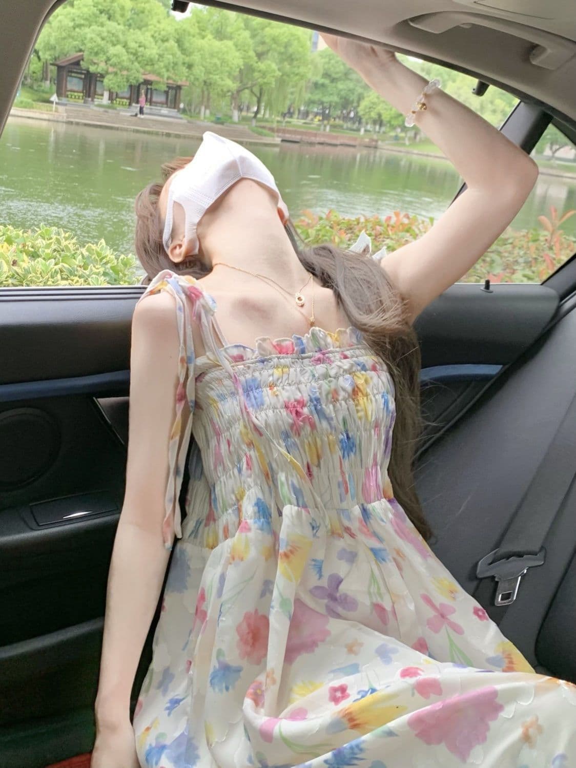 달콤함 레트로 부드러운 꽃무늬 슬립 드레스 여름 품격 허리 수축 귀여운 소녀 해변가 휴가 작은 청신 상세 이미지 2