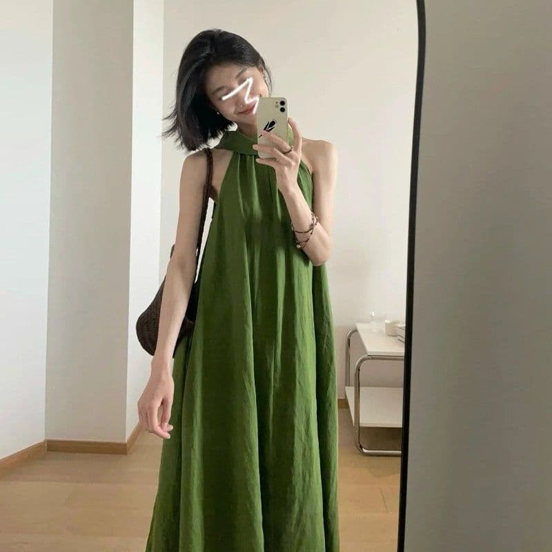 2026 여름 프랑스식 행침 목 스타일 품격 허리 수축 느긋한 바람 휴가 드레스 센 부서 디스플레이 화이트 오프숄더 길다 치마 이미지 3