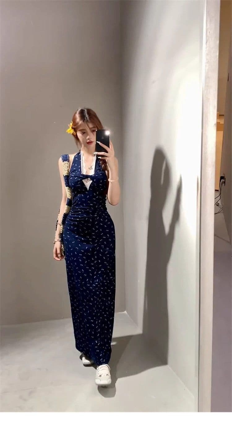 프랑스식 레이스 꽃무늬 행침 목 드레스 2026 년 여름 새로운 허리 수축 품격 디자인 센스 작은 대중 길다 치마 상세 이미지 4