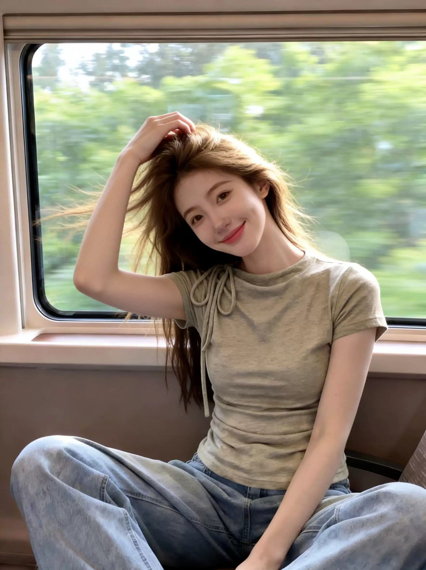 아메리칸 레트로 스트랩 비스듬한 어깨 반팔 티셔츠 여성 여름 모달 이끼 녹색 몸매 가꾸기 슬림해 보이는 허리 수축 작은 맨위 상세 이미지 4