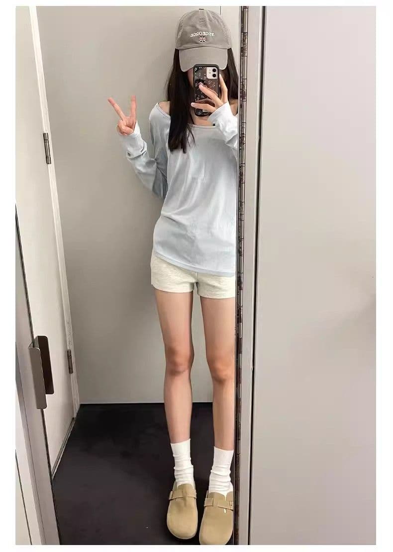 회색 운동 반바지 여성 여름 외출용 2026 새로운 하이웨이스트 슬림해 보이는 작은 키 캐주얼 아메리칸 타이트 스커트 핫 바지 상세 이미지 17