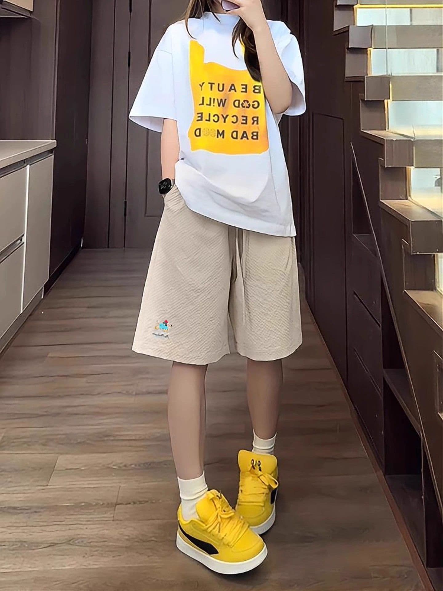 소시지 강아지 운동 반바지 여성 여름 2026 새로운 버블 그리드 속도 건조한 바지 통기성 5 점 캐주얼 해변 바지 상세 이미지 11