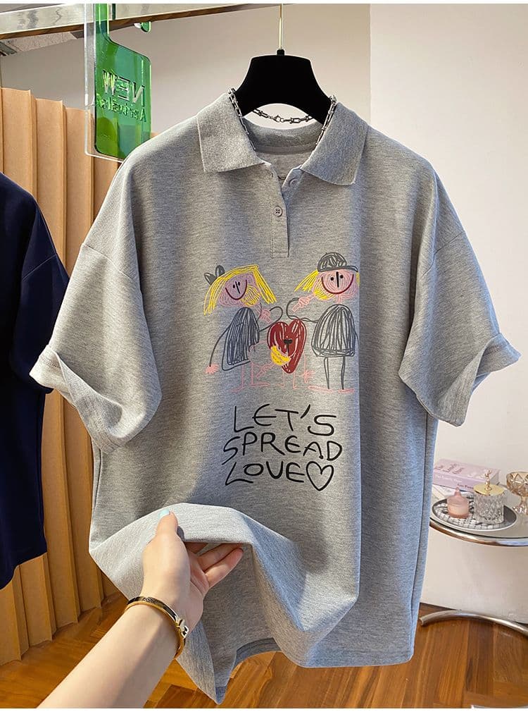 순면 특별 빅 사이즈 300 근 POLO 칼라 티셔츠 여성용 짧은 소매 2026 새로운 POLO 셔츠 맨위 상세 이미지 6
