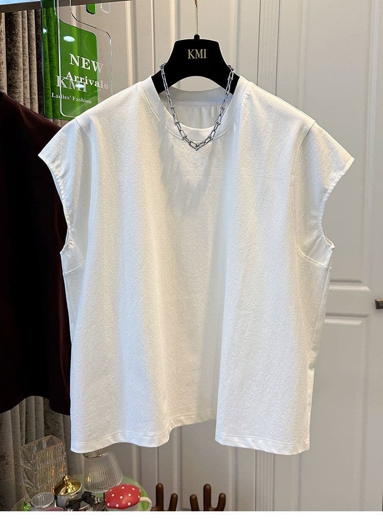 순면 특별 빅 사이즈 300 근 단색 작은 날다 소매 티셔츠 여성 셔츠 루즈핏 캐주얼 여름 2026 상세 이미지 7