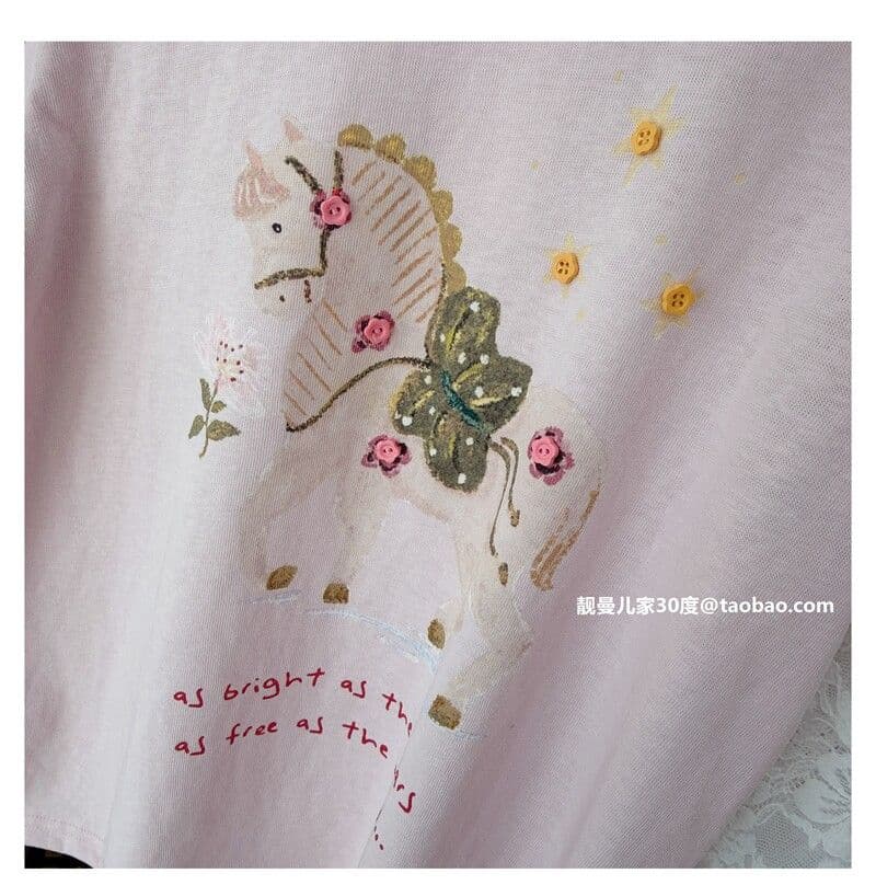 눈꽃 면 특별 빅 사이즈 300 근 한 부서 달콤함 작은 루즈핏 레이스 조각 긴팔 페이크 레이어드 맨위 상세 이미지 8