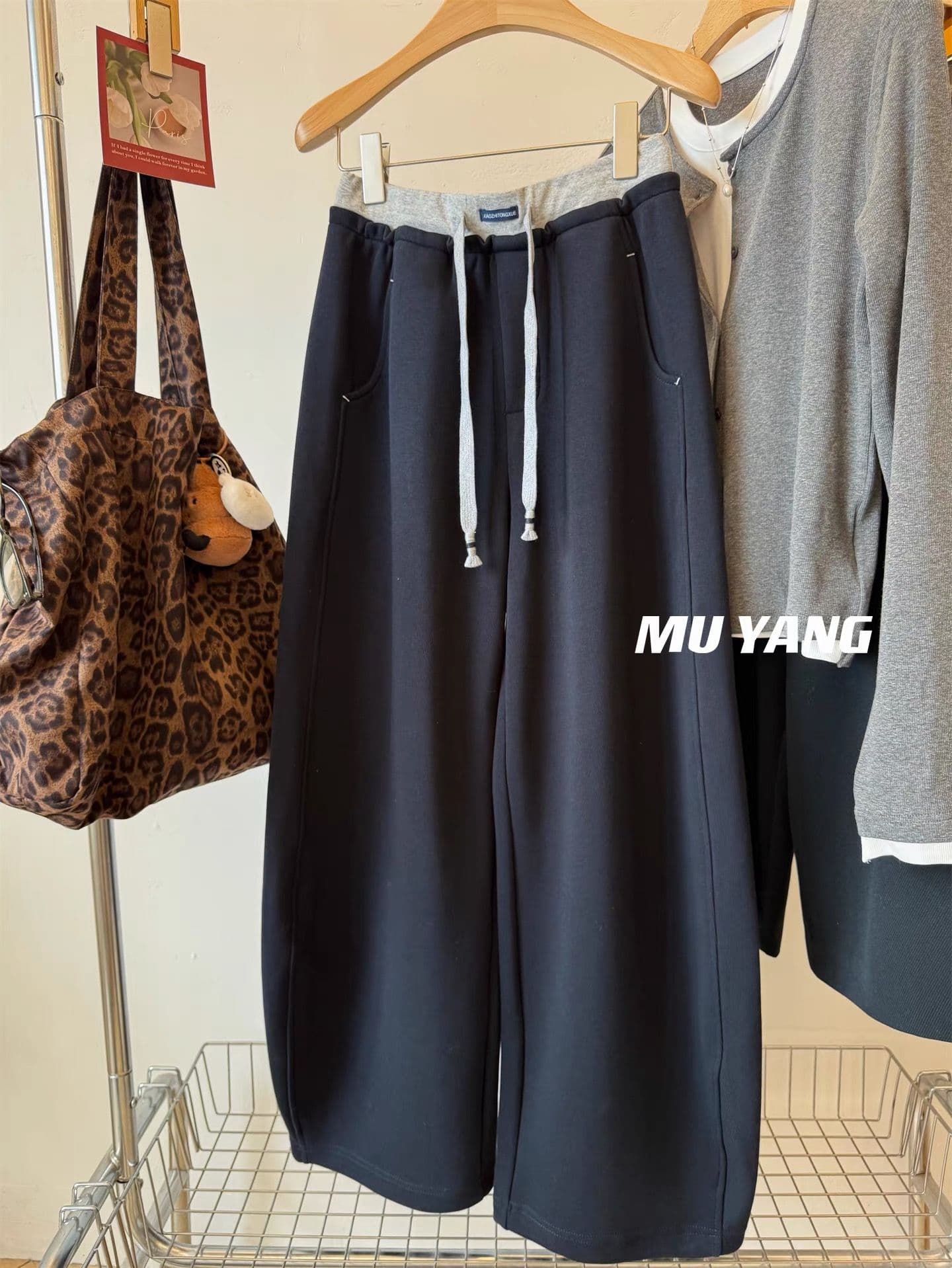 세 색상 원본 원단 특별 빅 사이즈 300 근 웨이 바지 캐주얼 바지 여성 고유 한 Chic 모통이 칼 바지