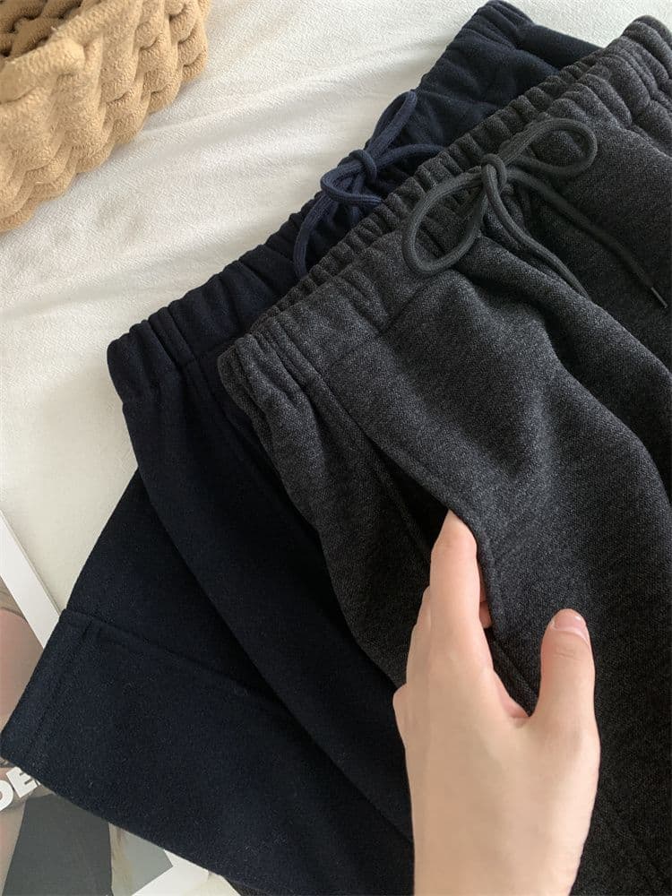 원본 원단 특별 빅 사이즈 300 근 루즈핏 캐주얼 두꺼운 스트레이트 팬츠 여성 가을 겨울 긴 바지 와이드 레그 팬츠 상세 이미지 14