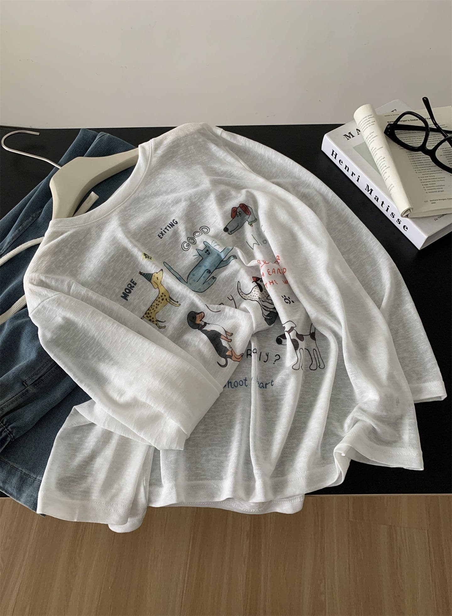 눈꽃 면 특별 빅 사이즈 300 근 얇고 가벼운 통기성 눈꽃 질감 동물 낙서 자외선 차단 블라우스 여성 상세 이미지 4