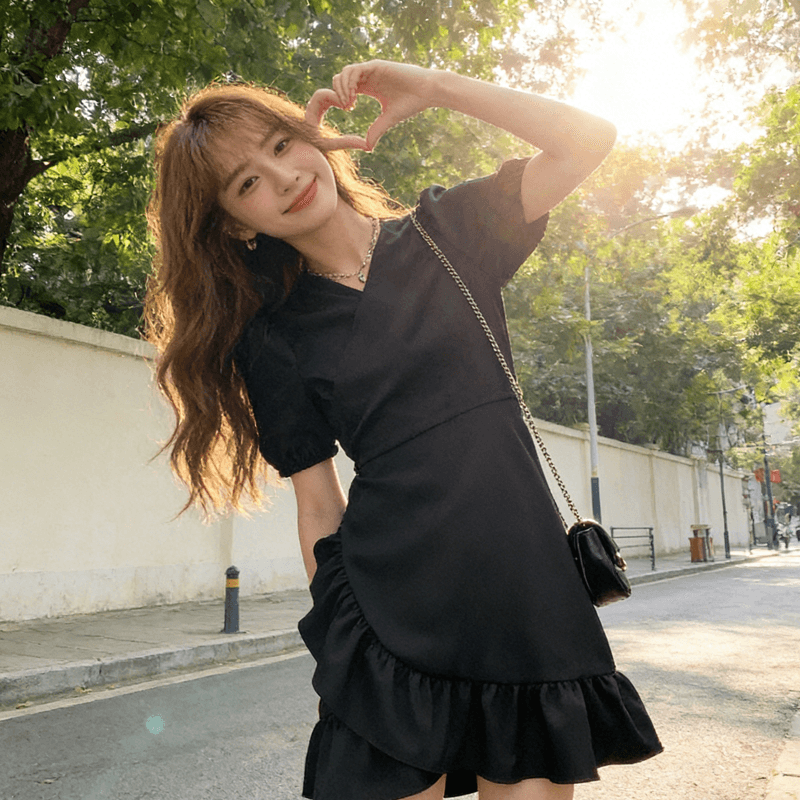 여름 2026 새로운 빅 사이즈 여성 의류 지방 mm 차 휴식 프랑스식 점프 슈트 치마 봄 달콤한 핫걸 마이크로 지방 착용 가져 가라. 튀김 거리 상세 이미지 4