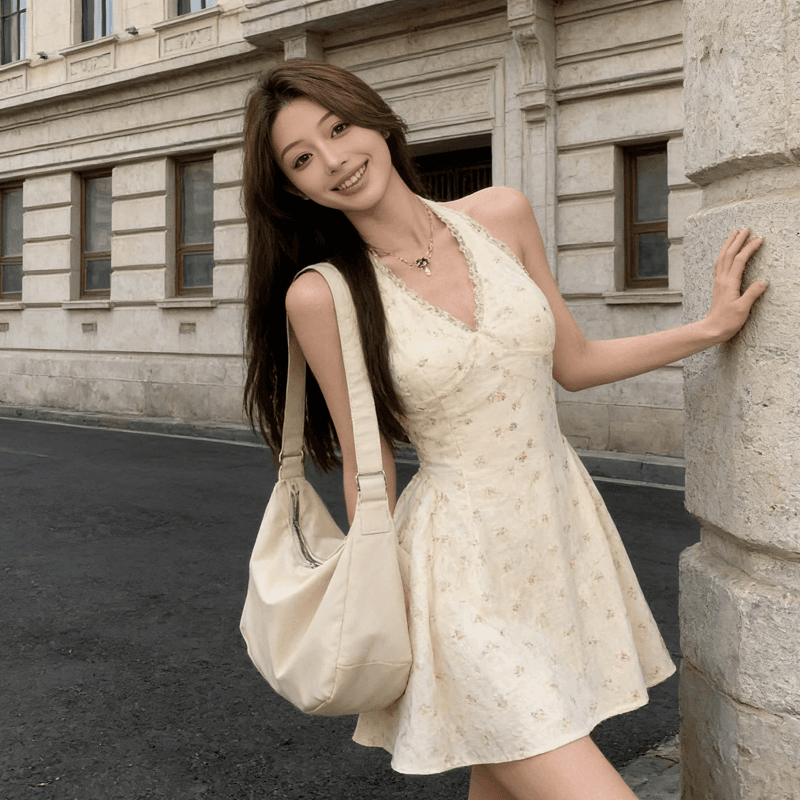 프랑스식 순수한 욕망 꽃무늬 허리 수축 슬립 여성 드레스 여름 V넥 행침 목 몸매 가꾸기 슬림해 보이는 A라인 스커트 2026 새로운 상세 이미지 5