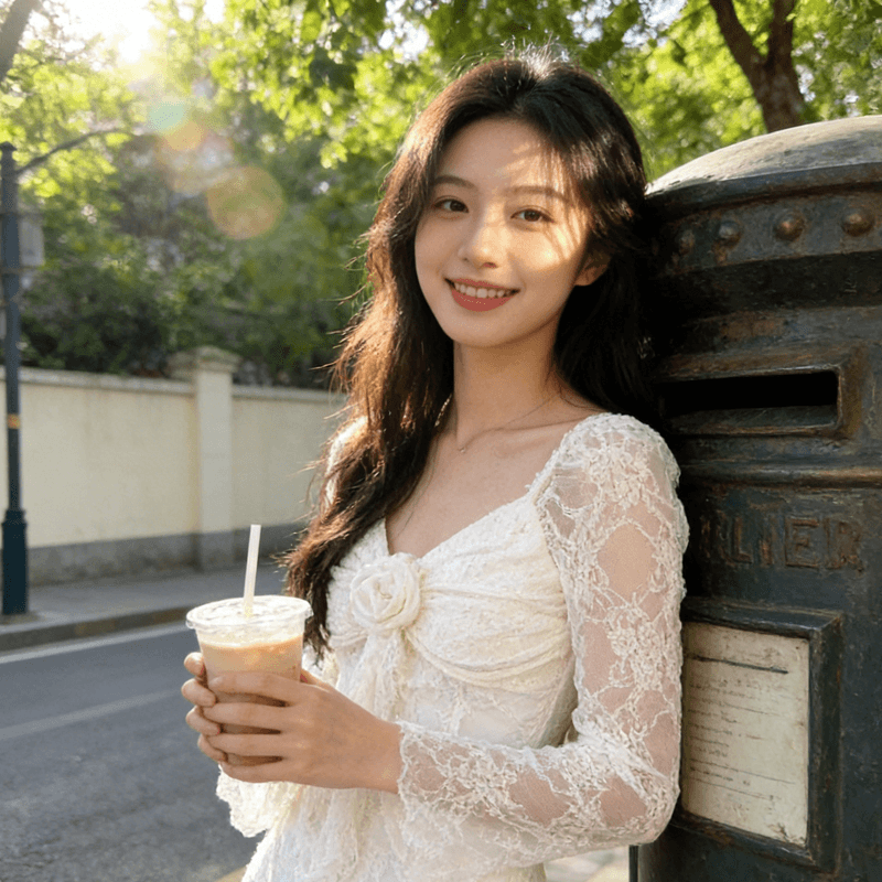 광장 칼라 레이스 몸매 가꾸기 슬림해 보이는 긴팔 드레스 중간 길이 명문 여성 바람 2026 봄 새로운 심장 기계 여성 의류 이미지 4